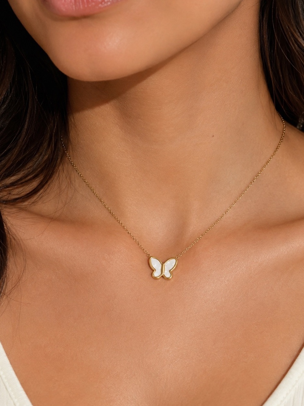 18K Gold Plated Butterfly Pendant Necklace - Picture 5 of 11